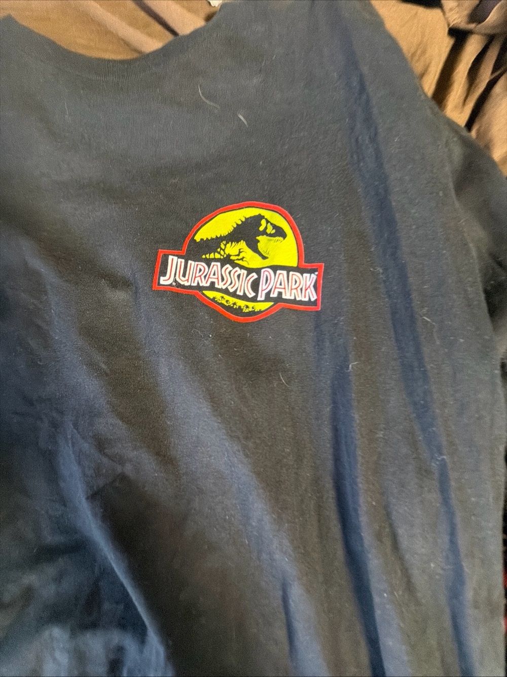 Jurassic Park Logo Black Graphic Tee Long Sleeve Large